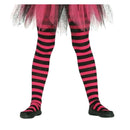Pantys infantiles de rayas rosas y negras para disfraces de Halloween y Carnaval