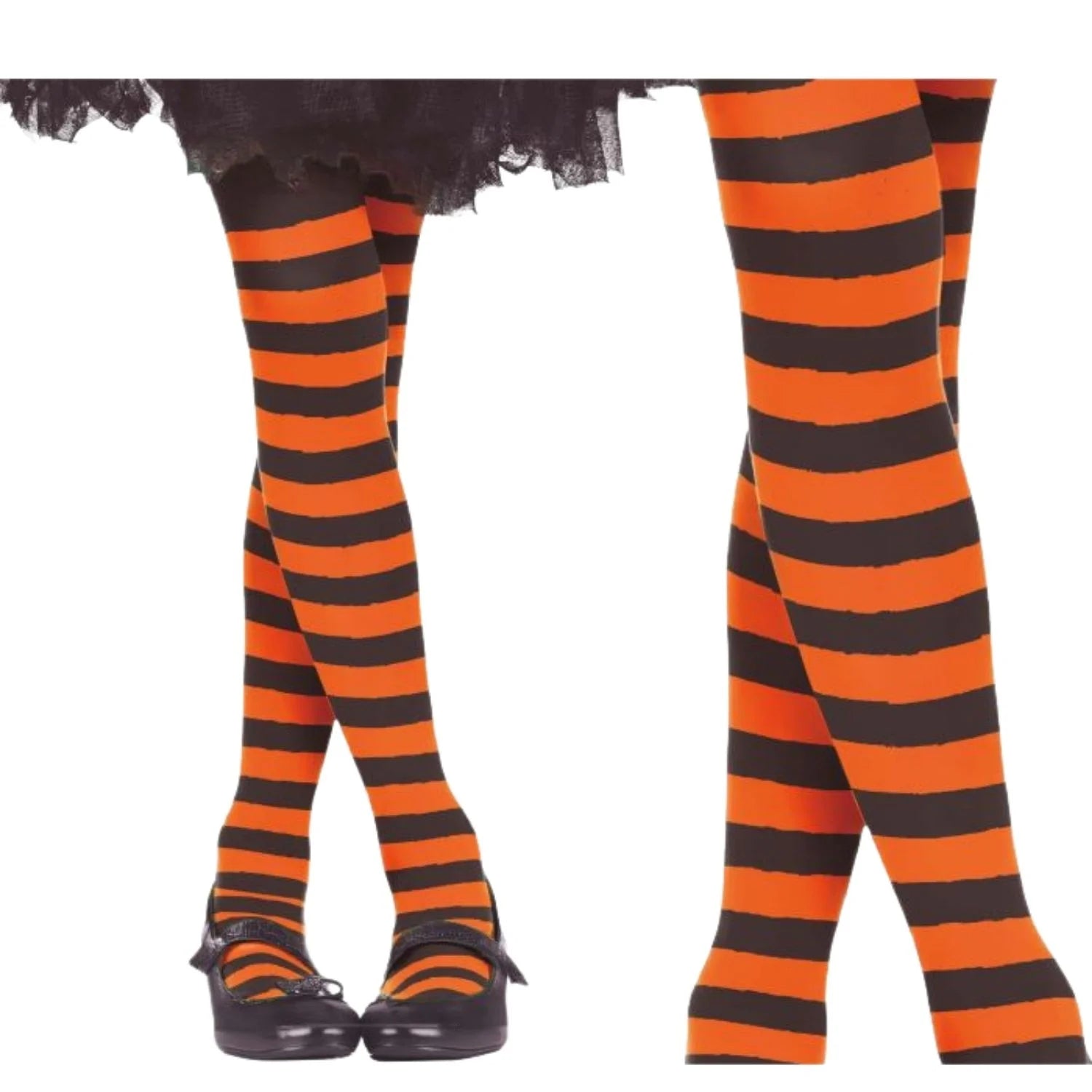 Pantys naranja con rayas infantil para disfraz de Halloween