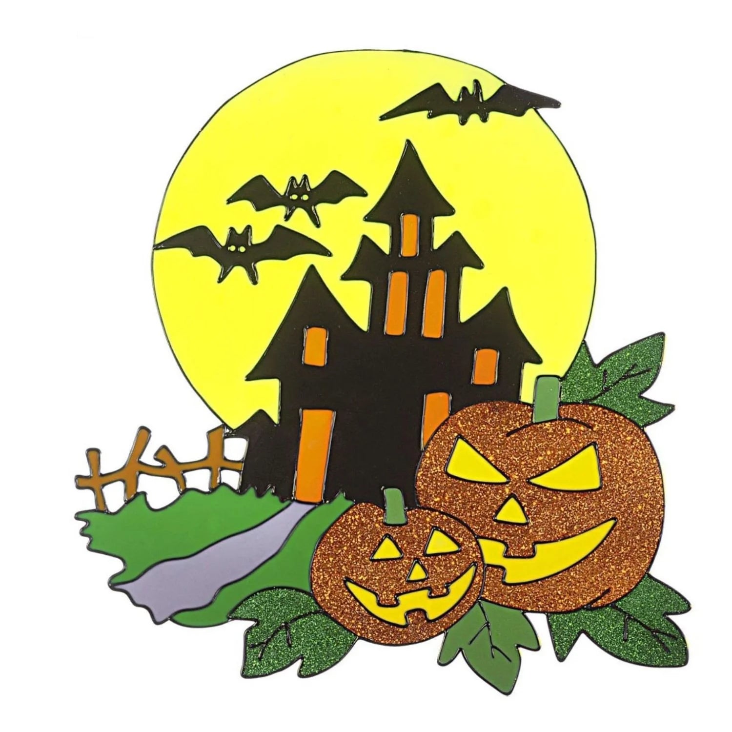Pegatina ventana casa encantada 36 cm accesorio Halloween para decoración terror en cristales
