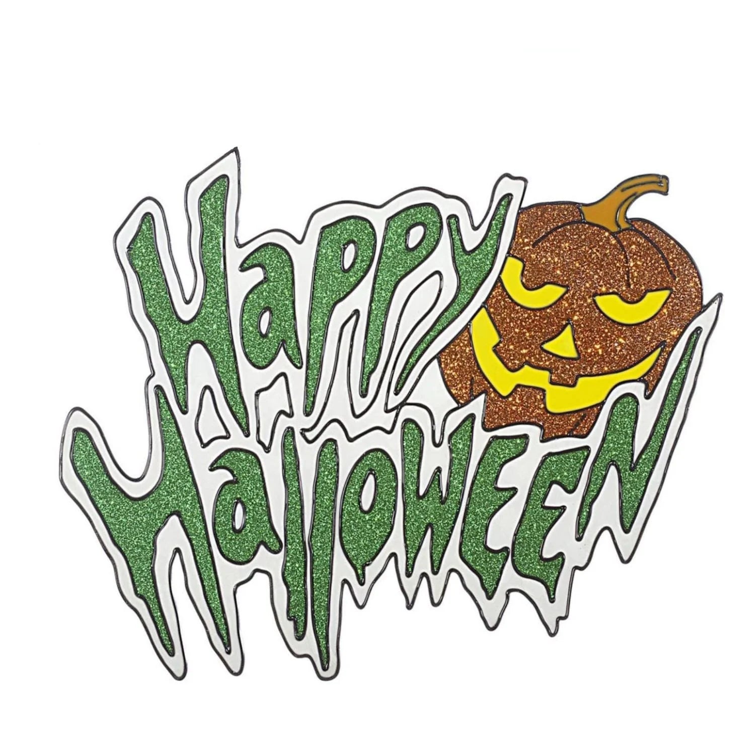 Pegatina ventana Happy Halloween con calabaza 36 cm accesorio decoración terror para fiestas temáticas