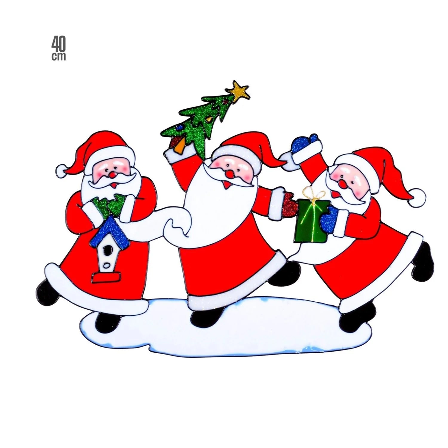 Pegatina ventana Papá Noel temática Navidad horizontal de 40 cm para decoración de cristal