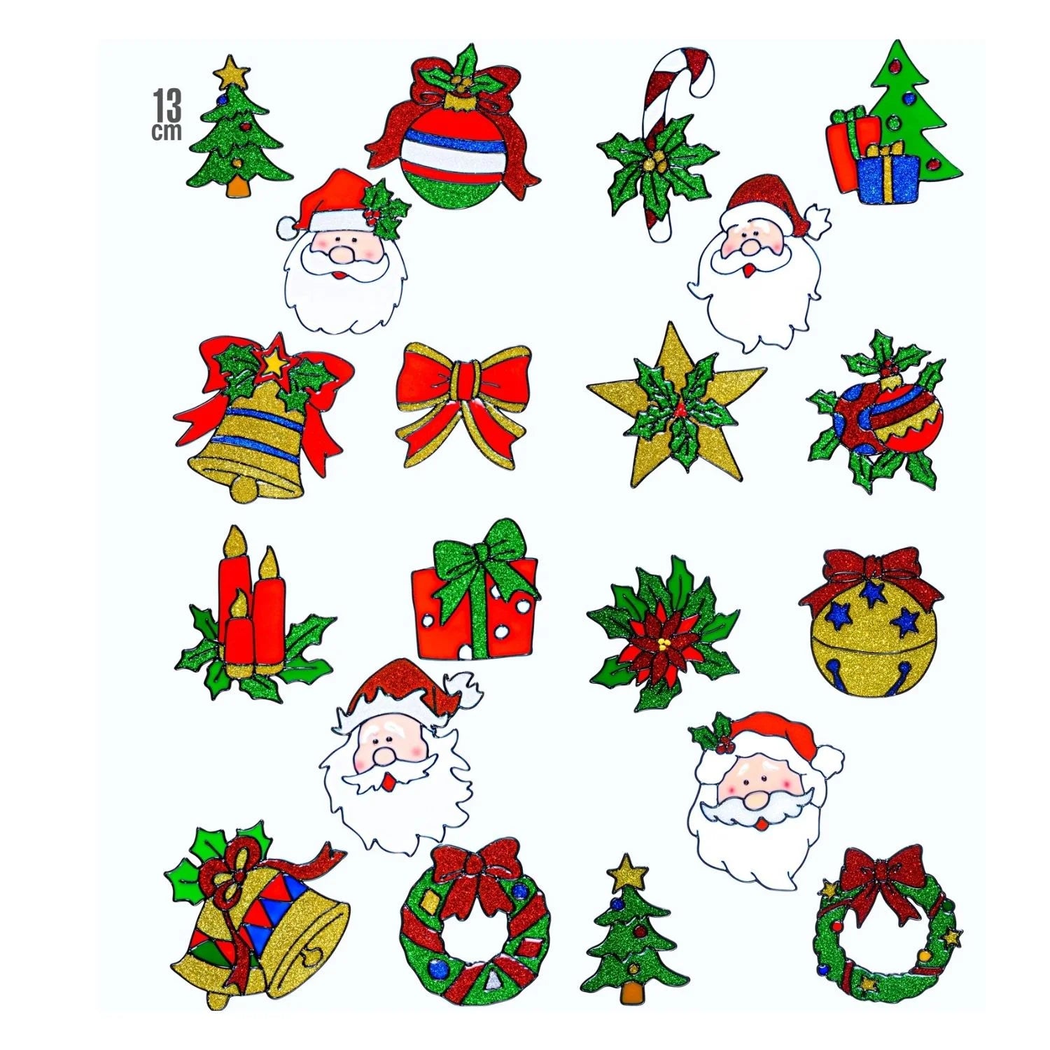 pegatinas ventana navidad con cara papa noel y motivos navideños para decoracion 13 cm