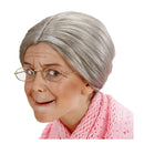 Peluca abuela infantil gris con moño recogido