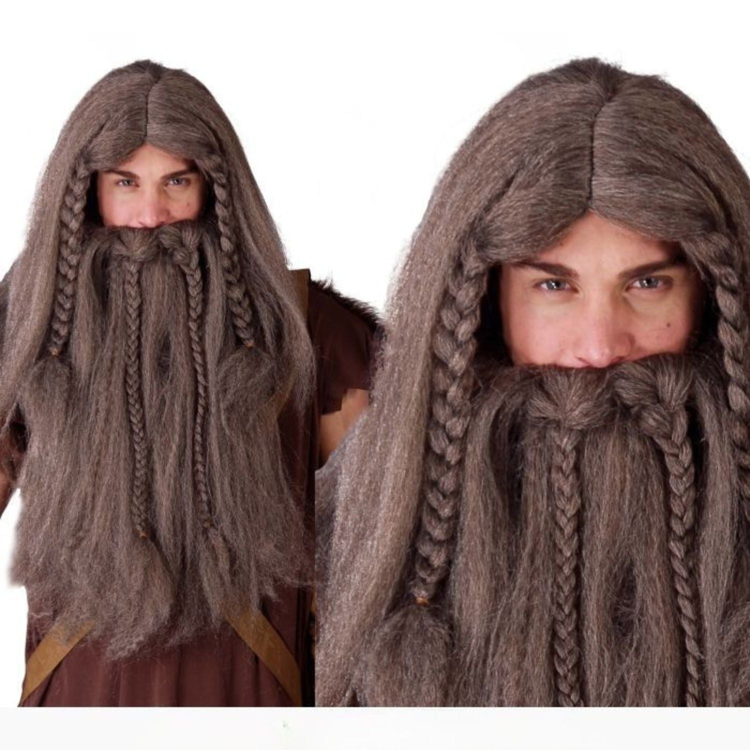 Conjunto de peluca y barba con bigote vikingo para disfraz medieval 