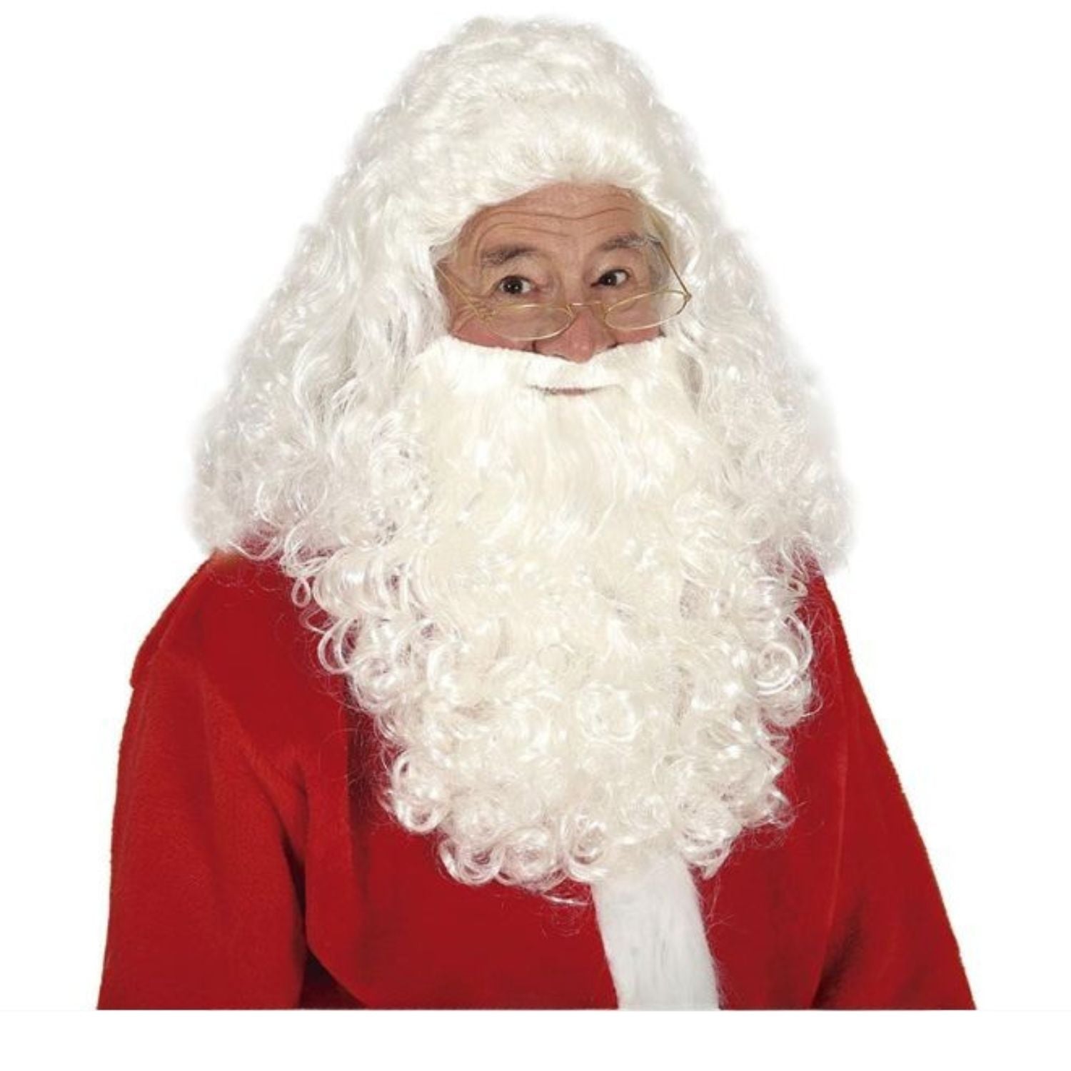 Conjunto peluca, barba y bigote blanco para disfraz navideño 