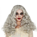 Peluca de bruja afro canosa para disfraz Halloween 