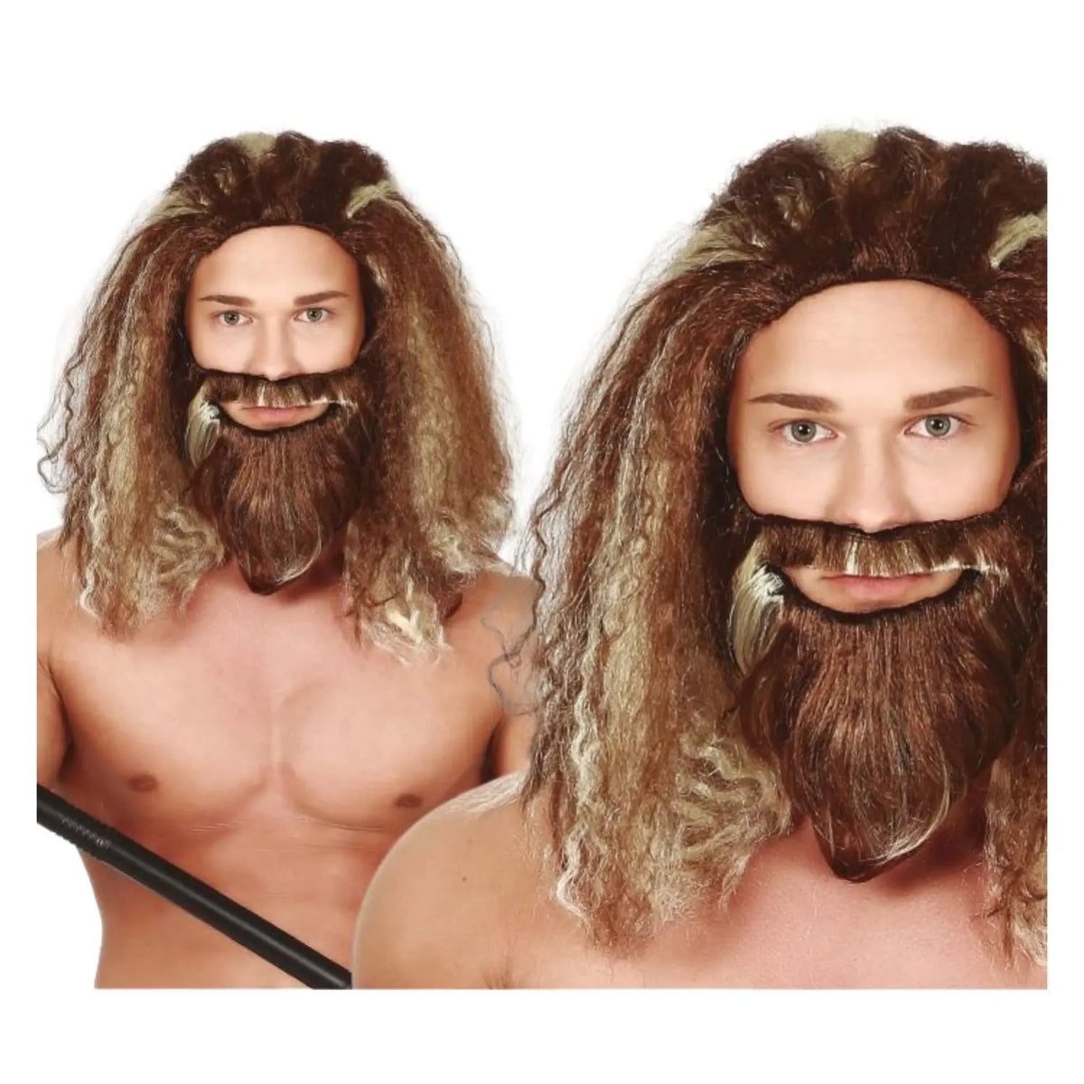 Peluca Héroe del Mar con melena larga, barba y bigote para disfraz