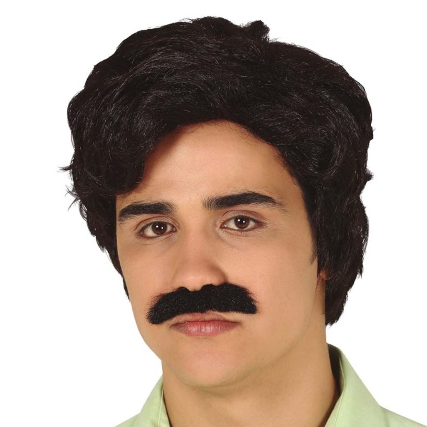 Peluca hombre estilo Casanova años 70 para disfraz retro 