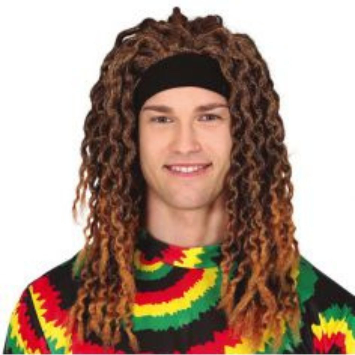 Peluca con rastas y cinta para disfraz reggae
