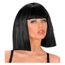 Peluca Showgirl negra con corte recto y flequillo para adulto