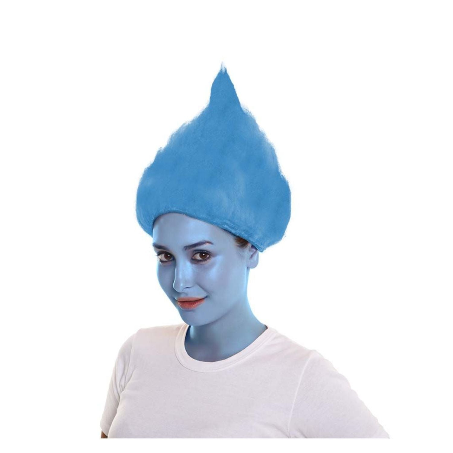 Peluca azul estilo troll para disfraz infantil 