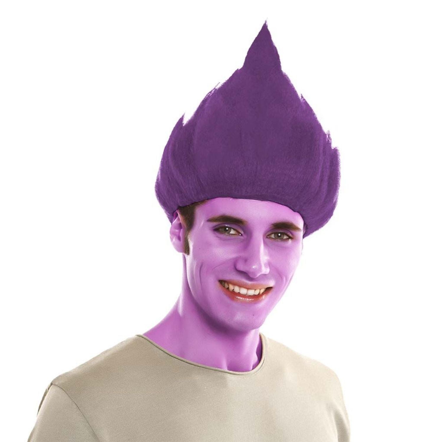 Peluca morada estilo troll para disfraz fantasía 