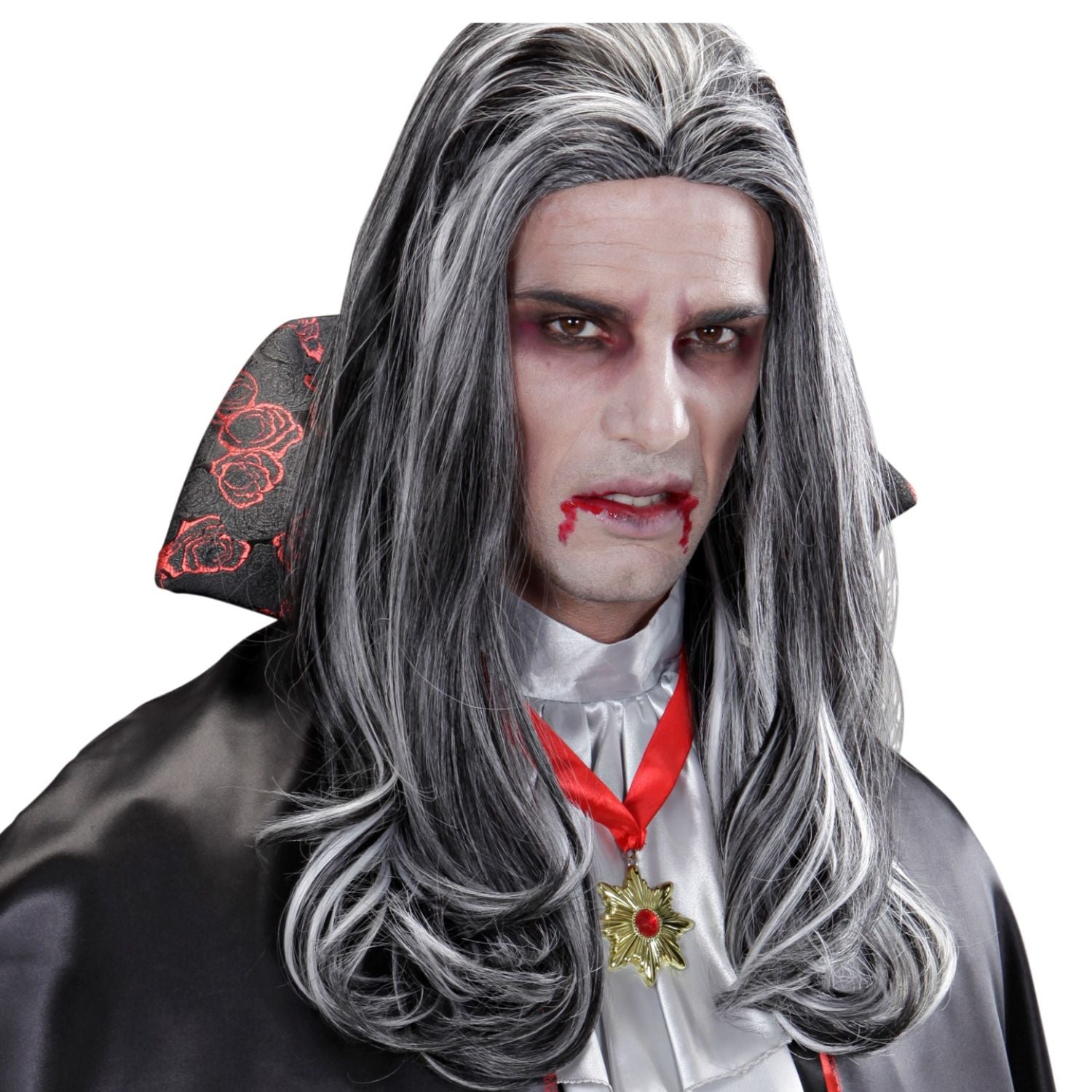 Peluca canosa estilo vampiro para disfraz Halloween