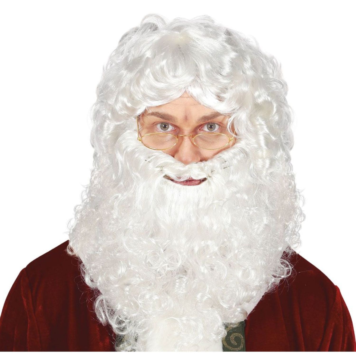 Peluca y barba blanca estilo Noel para disfraz navideño 
