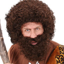 Conjunto peluca marrón con barba y bigote para disfraz 