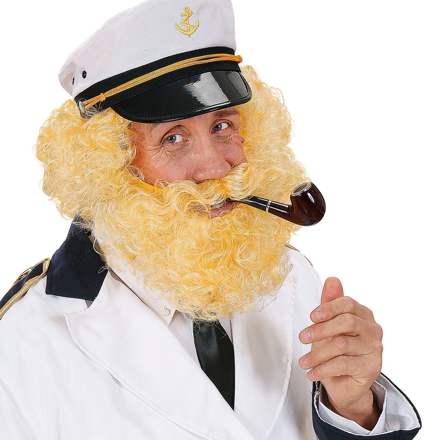 Conjunto peluca rubia con barba y bigote para disfraz