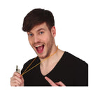 pito metálico con cuerda complemento para look de árbitro o temática deporte