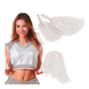 pom pom blanco de animadora complemento para look cheerleader o animación deportiva en fiestas temáticas