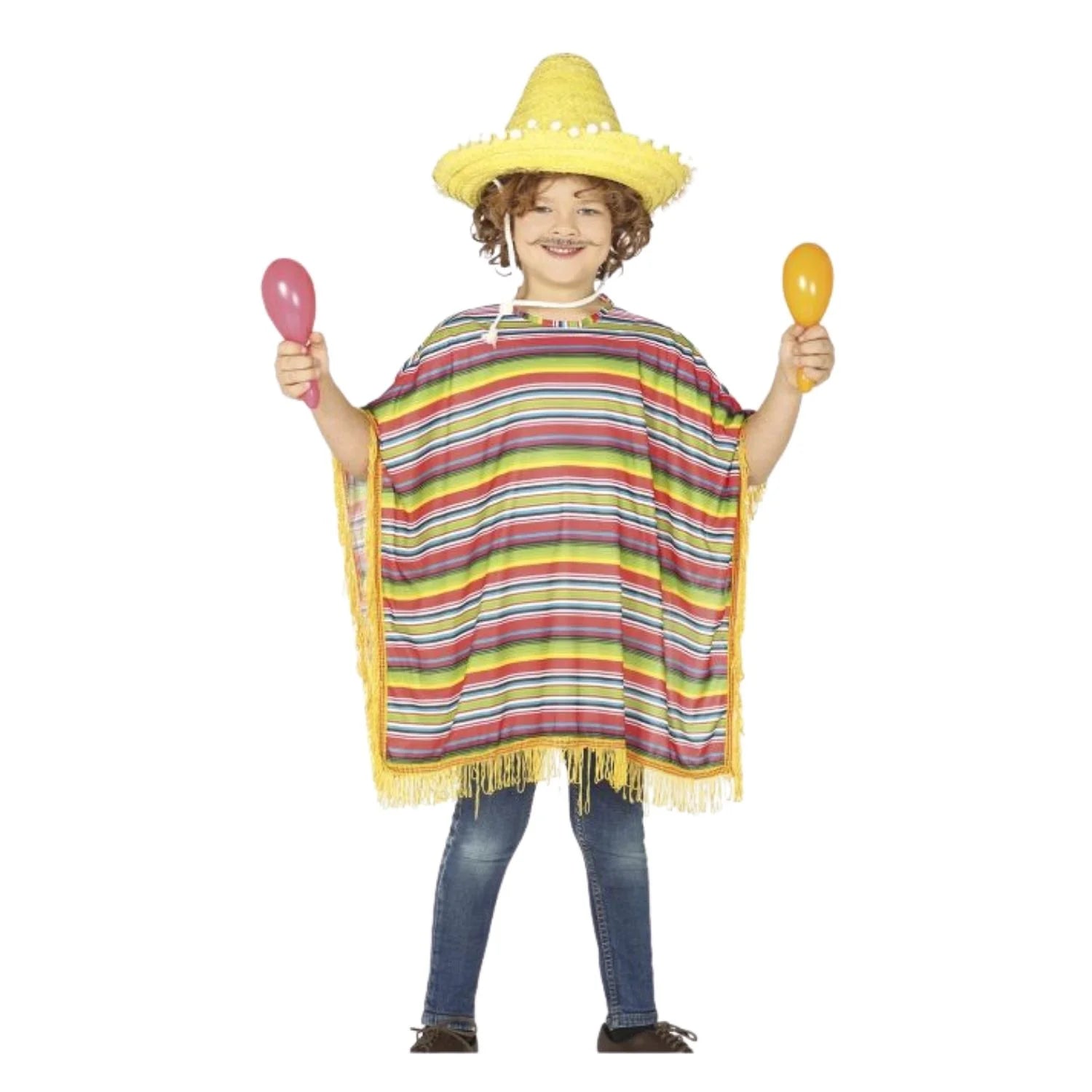 Poncho mexicano para infantil de colores para Carnaval