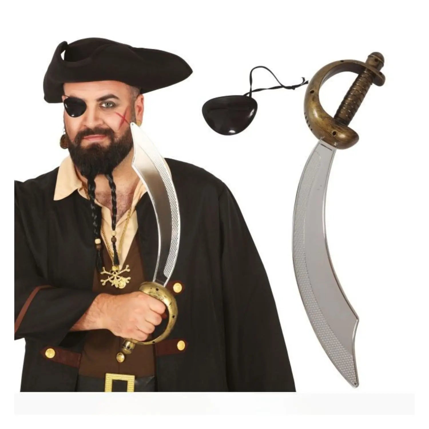 sable pirata de 47 cm con parche accesorio para disfraz de pirata carnaval