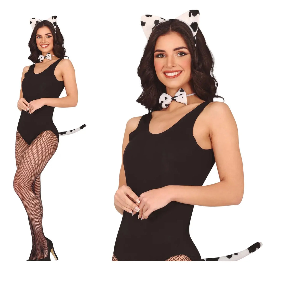 Set de Dálmata con diadema de orejas, cola y pajarita para disfraz