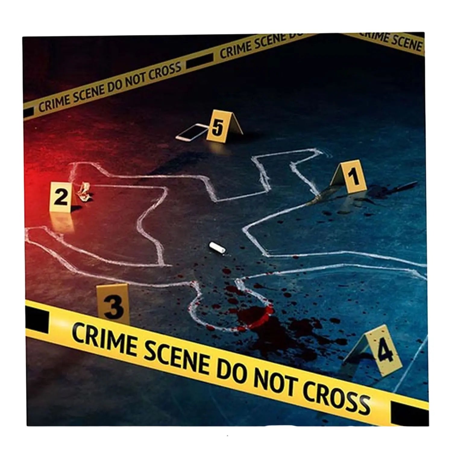 Set escena del crimen con cinta policial de 9 metros, números de evidencia y tiza para decoración de Halloween
