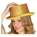Chistera dorada para adulto sombrero de copa elegante