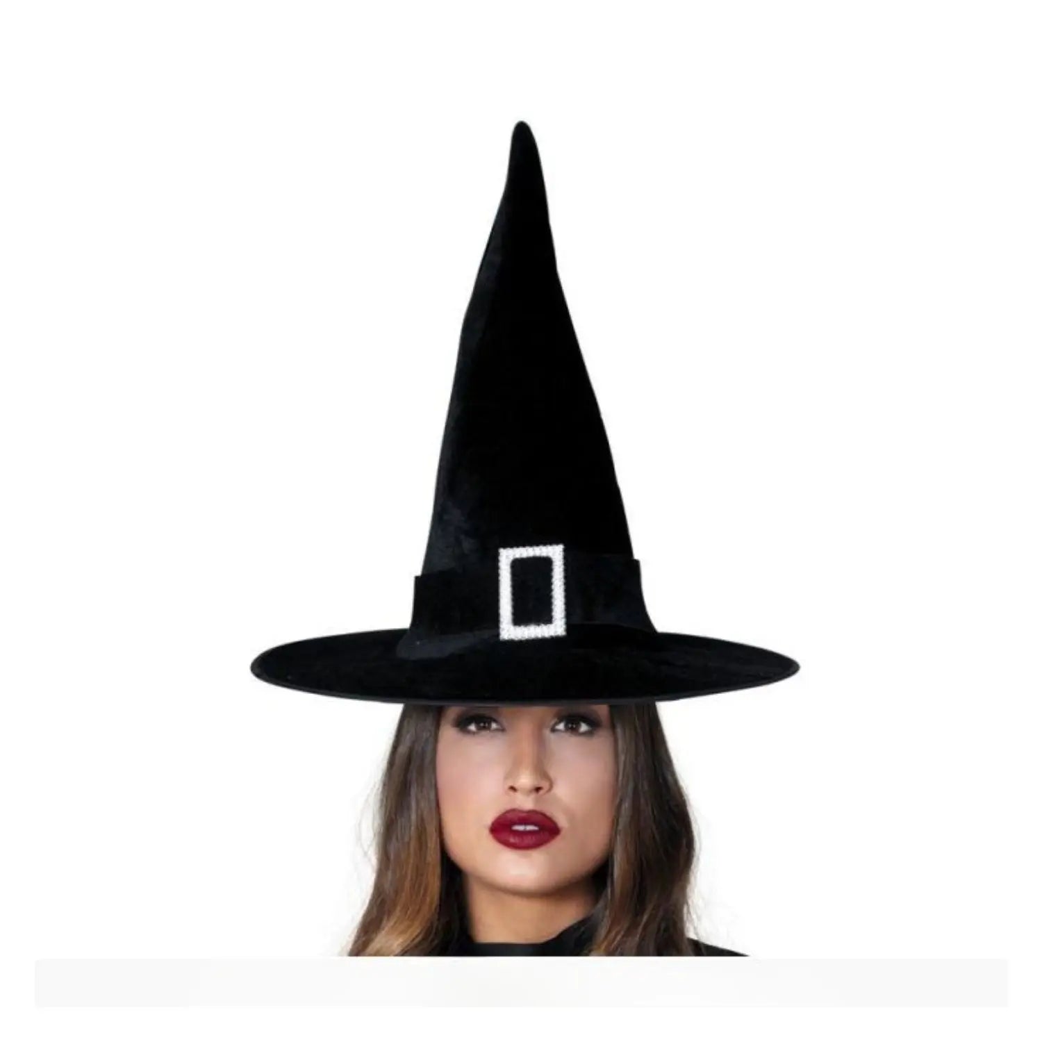 sombrero de bruja terciopelo con hebilla complemento disfraz halloween