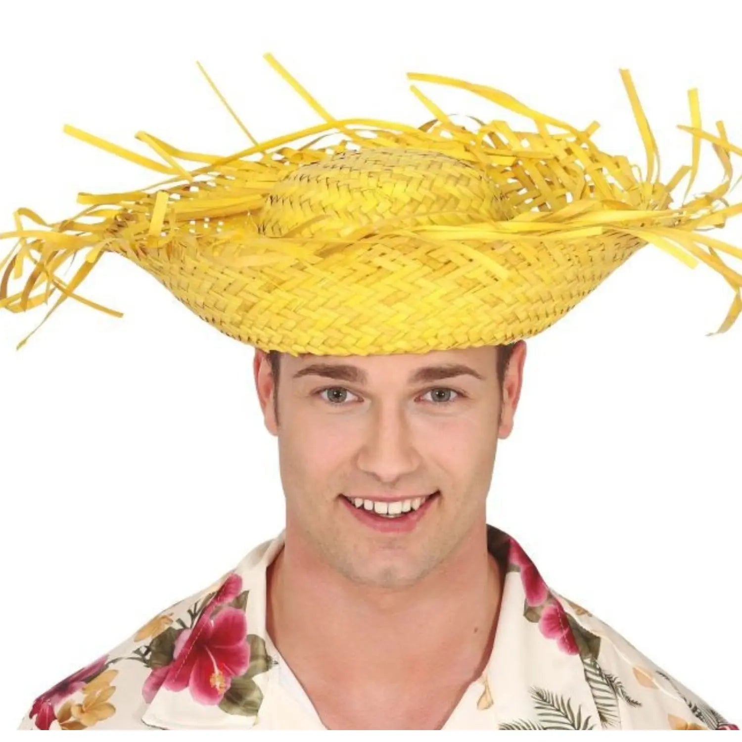 Sombrero espantapájaros verde de paja para adulto complemento disfraz espantapájaros