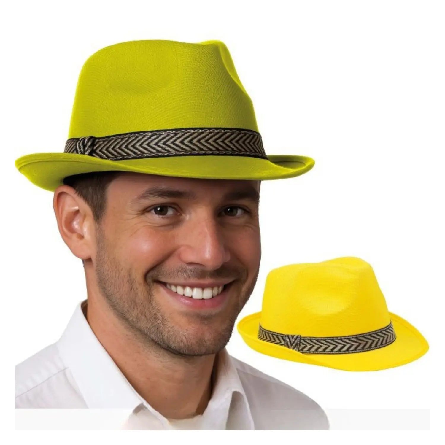 Gorro gánster amarillo para adulto complemento estilo mafioso