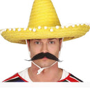 Sombrero mejicano amarillo de 50 cm para adulto complemento disfraz mexicano mariachi