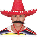 Sombrero mejicano rojo de 50 cm para adulto complemento disfraz mexicano mariachi