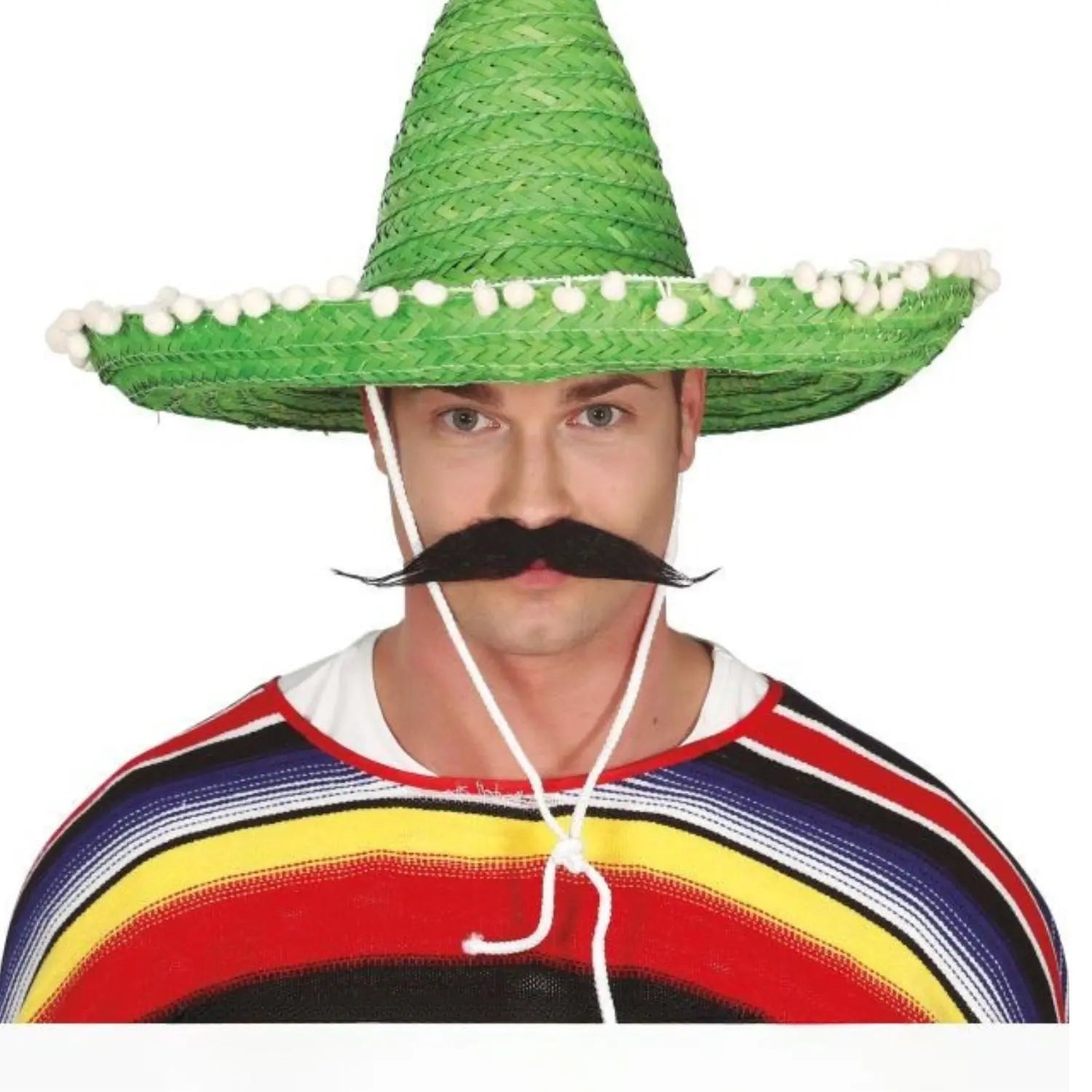Sombrero mejicano verde de 50 cm para adulto complemento disfraz mexicano mariachi