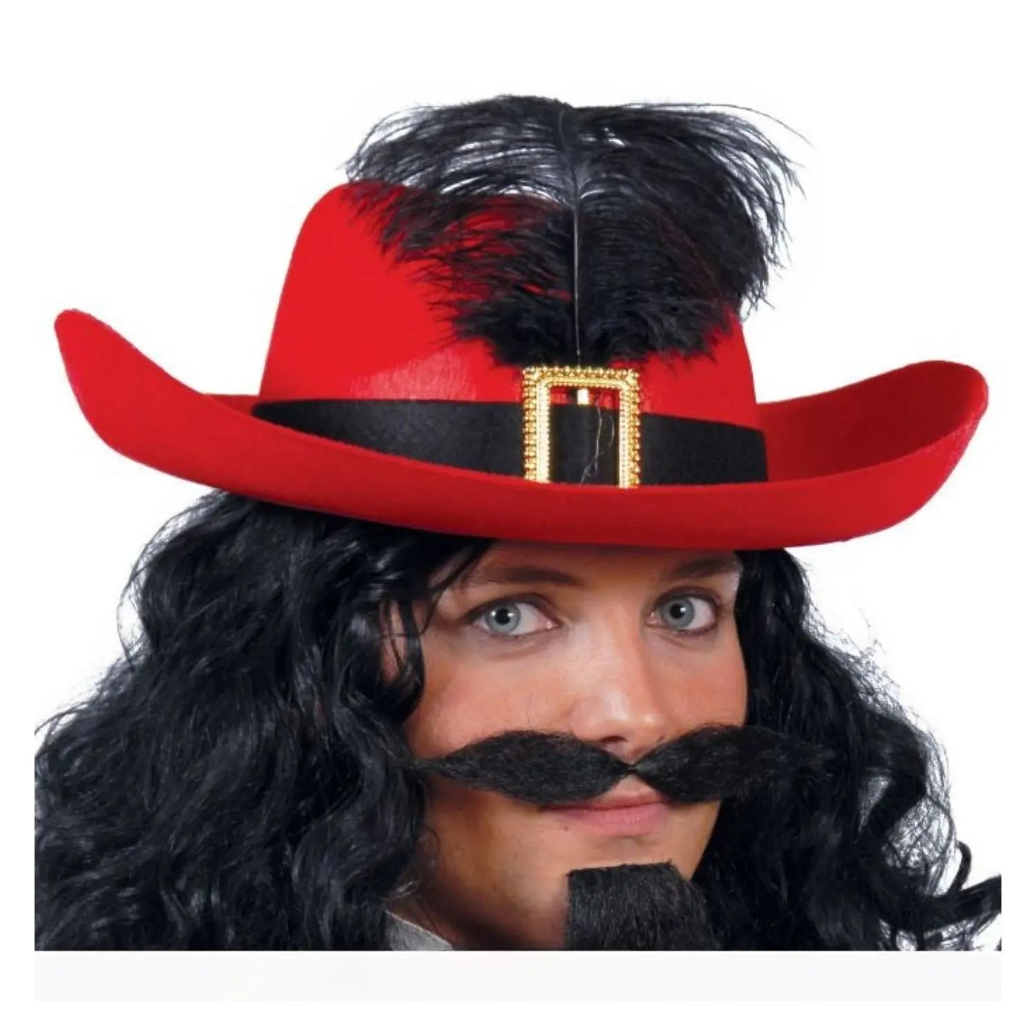 Sombrero de mosquetero rojo de fieltro adulto accesorio disfraz mosquetero