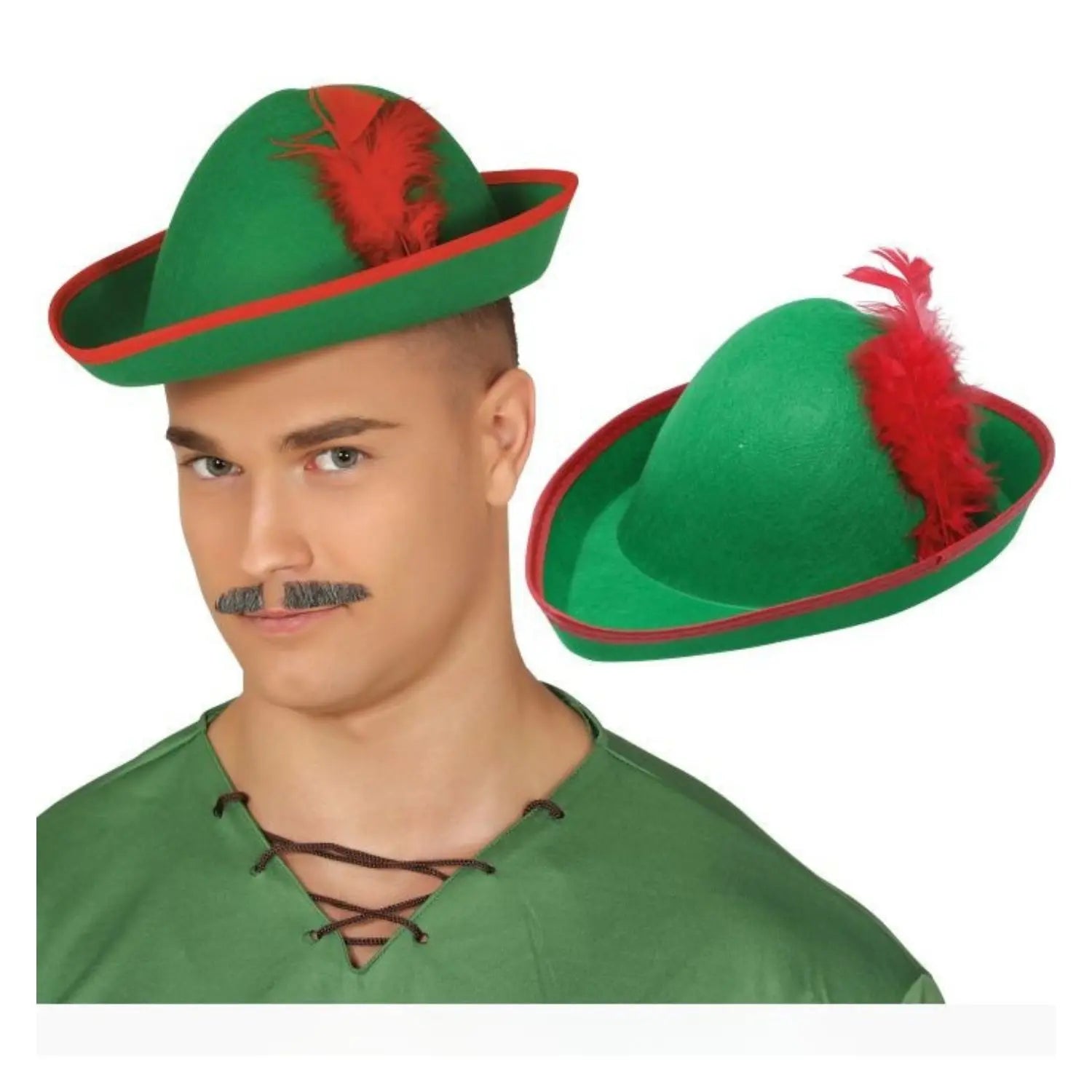 Sombrero Robin Hood verde accesorio disfraz medieval arquero