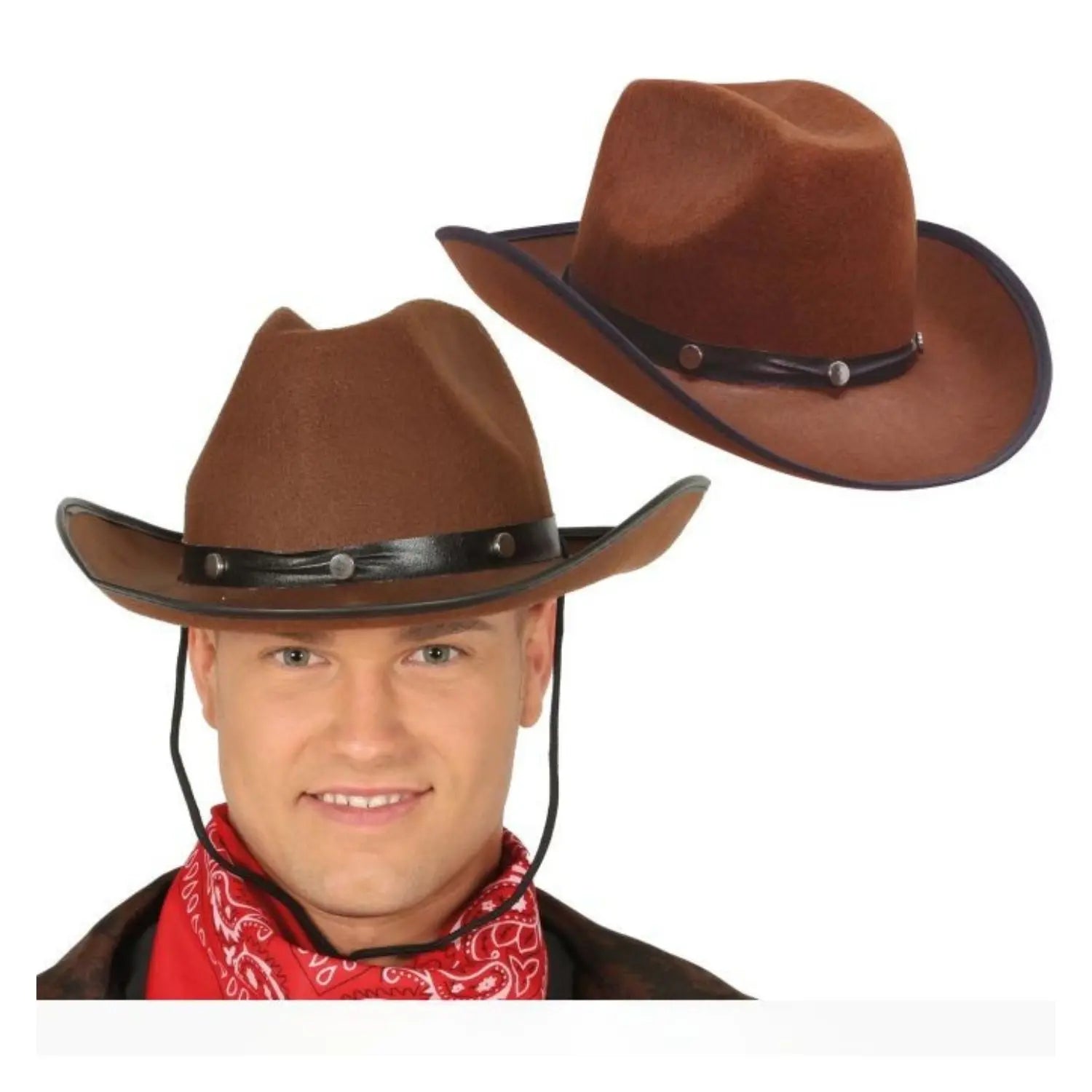 sombrero vaquero marron estilo cowboy complemento disfraz oeste