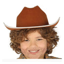 Sombrero vaquero infantil marrón de fieltro accesorio disfraz cowboy niño
