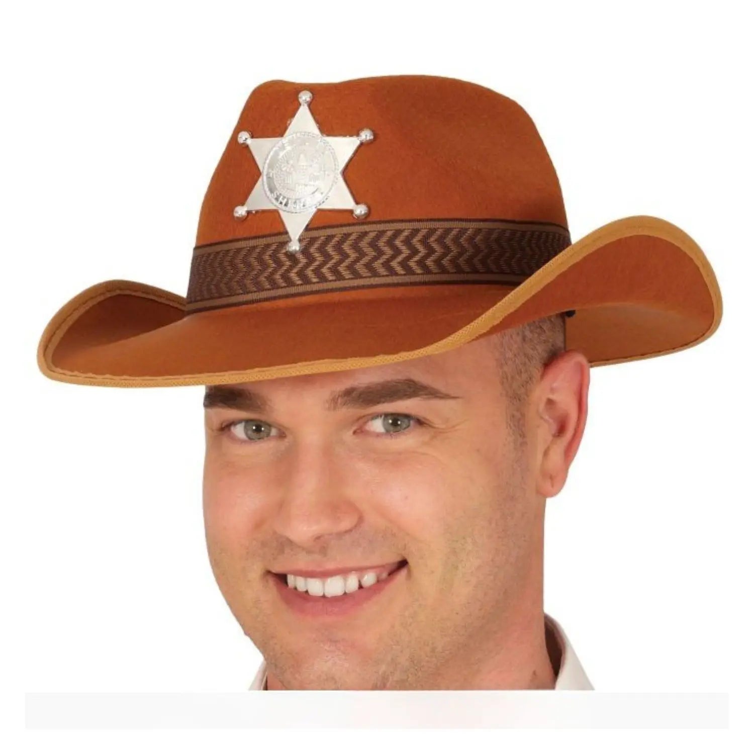 Sombrero vaquero sheriff marrón adulto accesorio disfraz oeste cowboy
