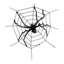 Telaraña gigante negra de 240x240 cm con gran araña central para decoración de Halloween y fiestas de terror