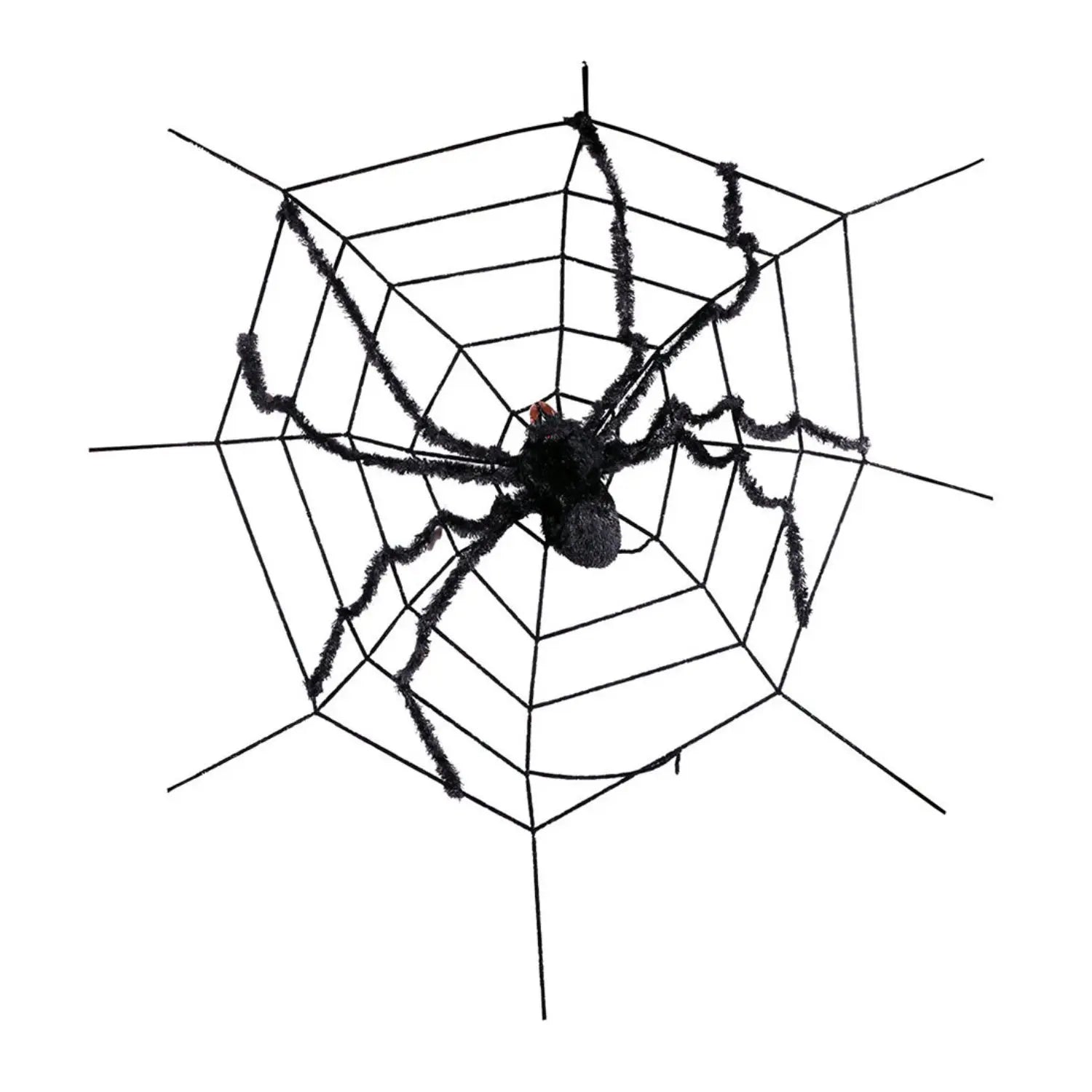 Telaraña gigante negra de 240x240 cm con gran araña central para decoración de Halloween y fiestas de terror