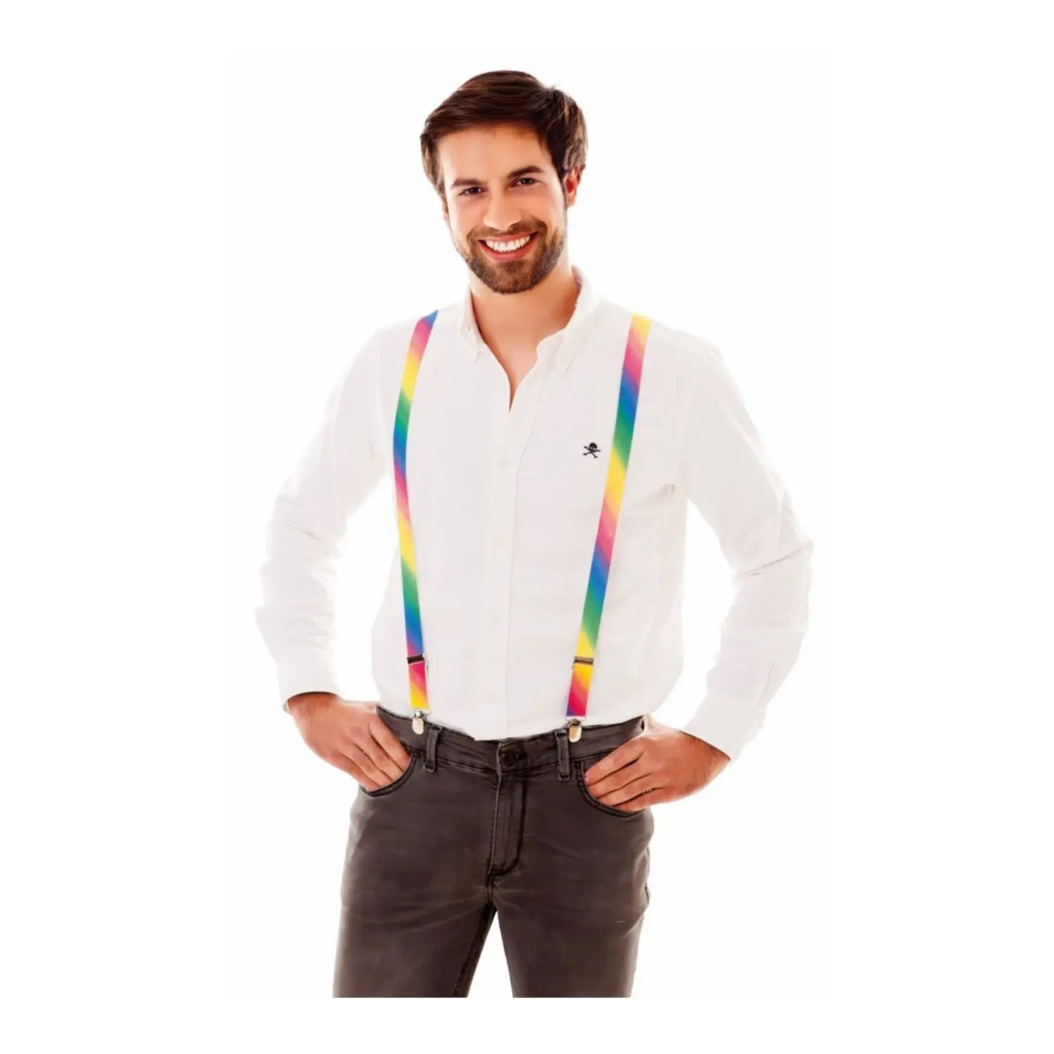 tirantes arcoíris multicolor complemento para look orgullo o fiesta temática colorida