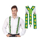 tirantes verdes con jarras de cerveza complemento para look Oktoberfest o fiesta cervecera
