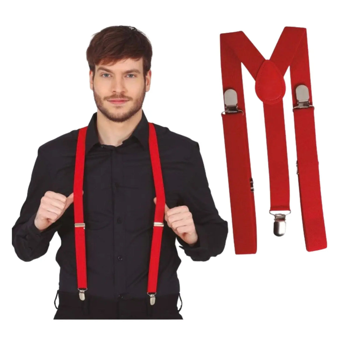 Tirantes rojos para adulto con pinzas metálicas para disfraces