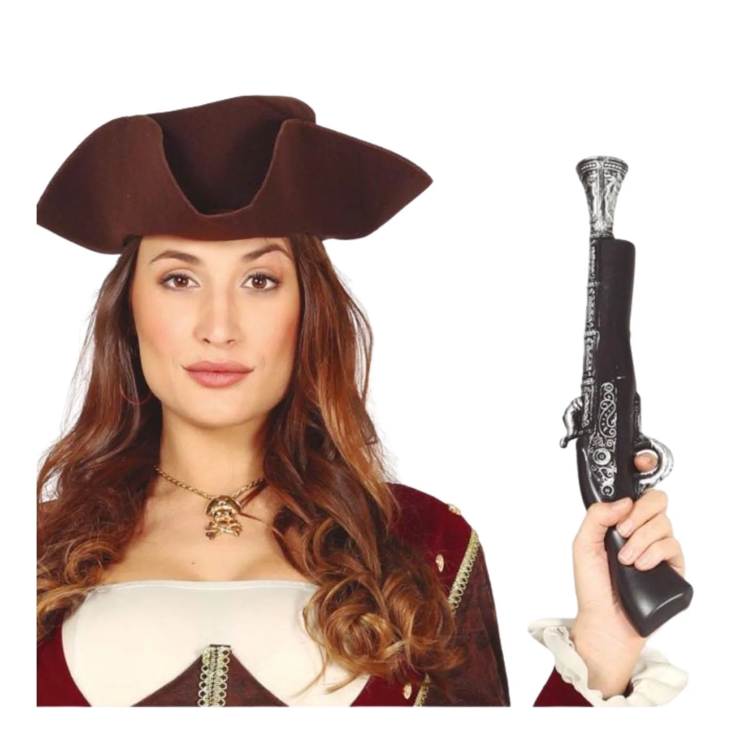 Trabuco pistolón pirata de 42 cm para completar looks corsarios y temáticas de aventuras