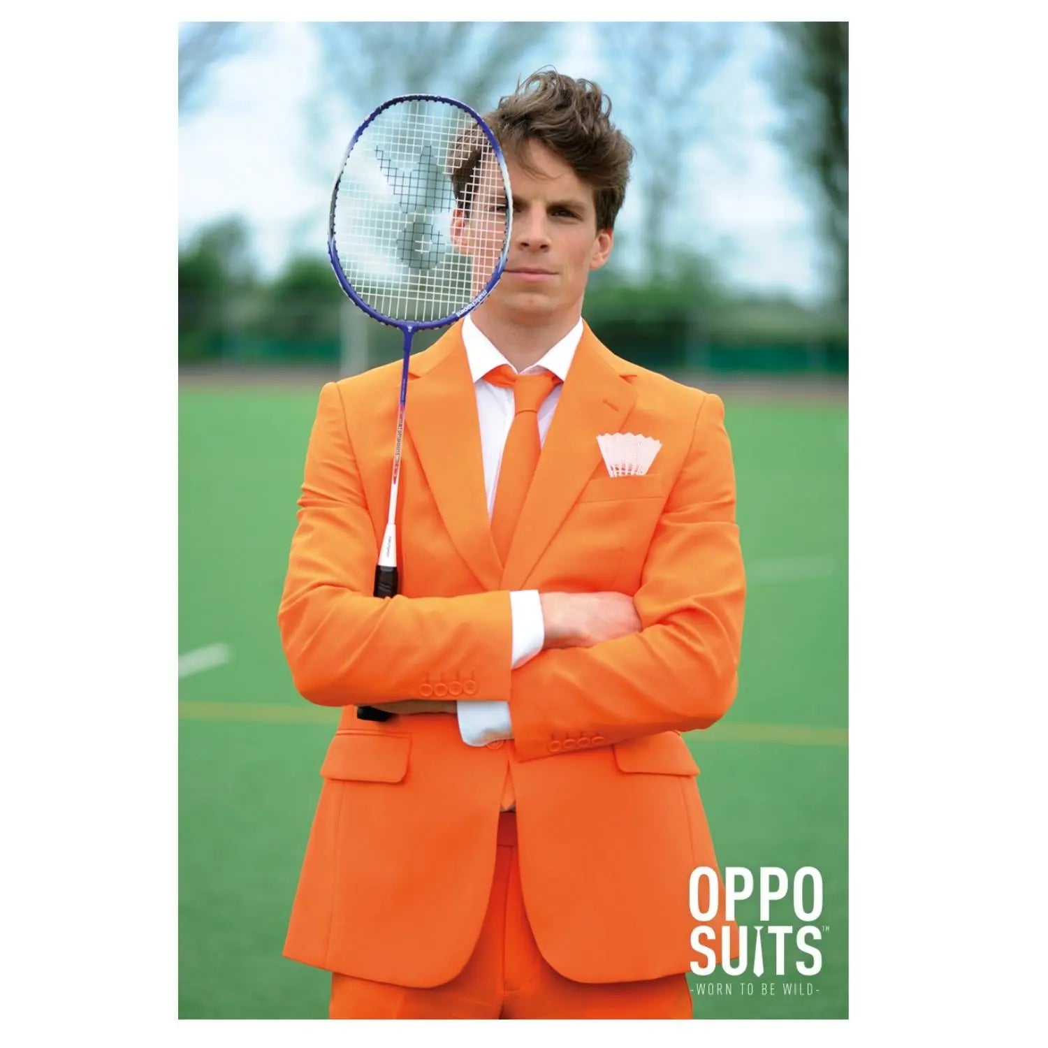 Traje naranja hombre con chaqueta pantalón y corbata para fiesta