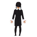 Niña con disfraz Niña Addams infantil look oscuro Halloween